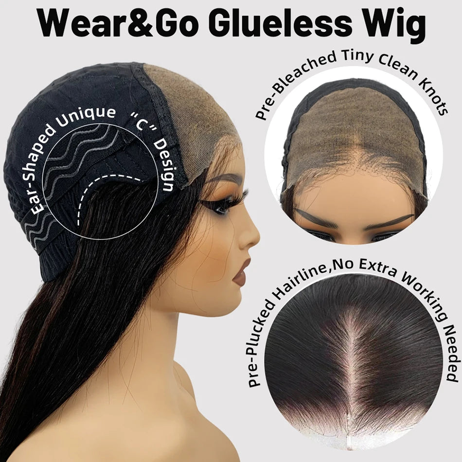 Tuneful 13x6 Lace Frontal Human Hair Wigs Straight 30 Inch Pre Plucked HD Lace Front Human Hair Wigs Glueless Wigs Ready To Wear