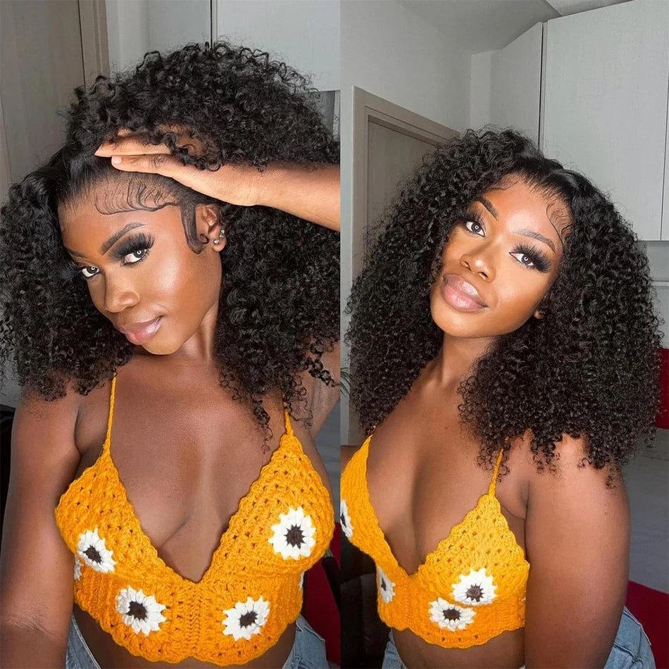 Glueless Wigs Human Hair Wear And Go Kinky Curly Lace Frontal Human Hair Perruque Cheveux Humains OnSale Brazilian Raw Hair