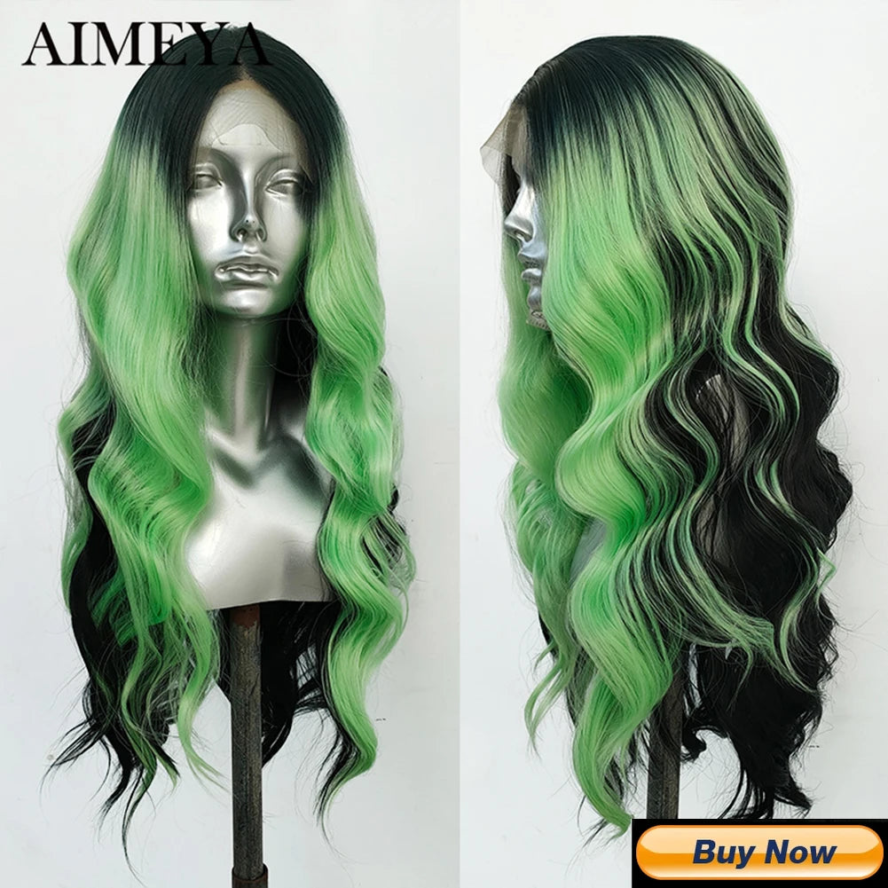 AIMEYA Loose Wave Synthetic Lace Wigs for Women Lace Front Wig Brown Hair Frontal Lace Wig Natural Looking Wig Daily Use Cosplay