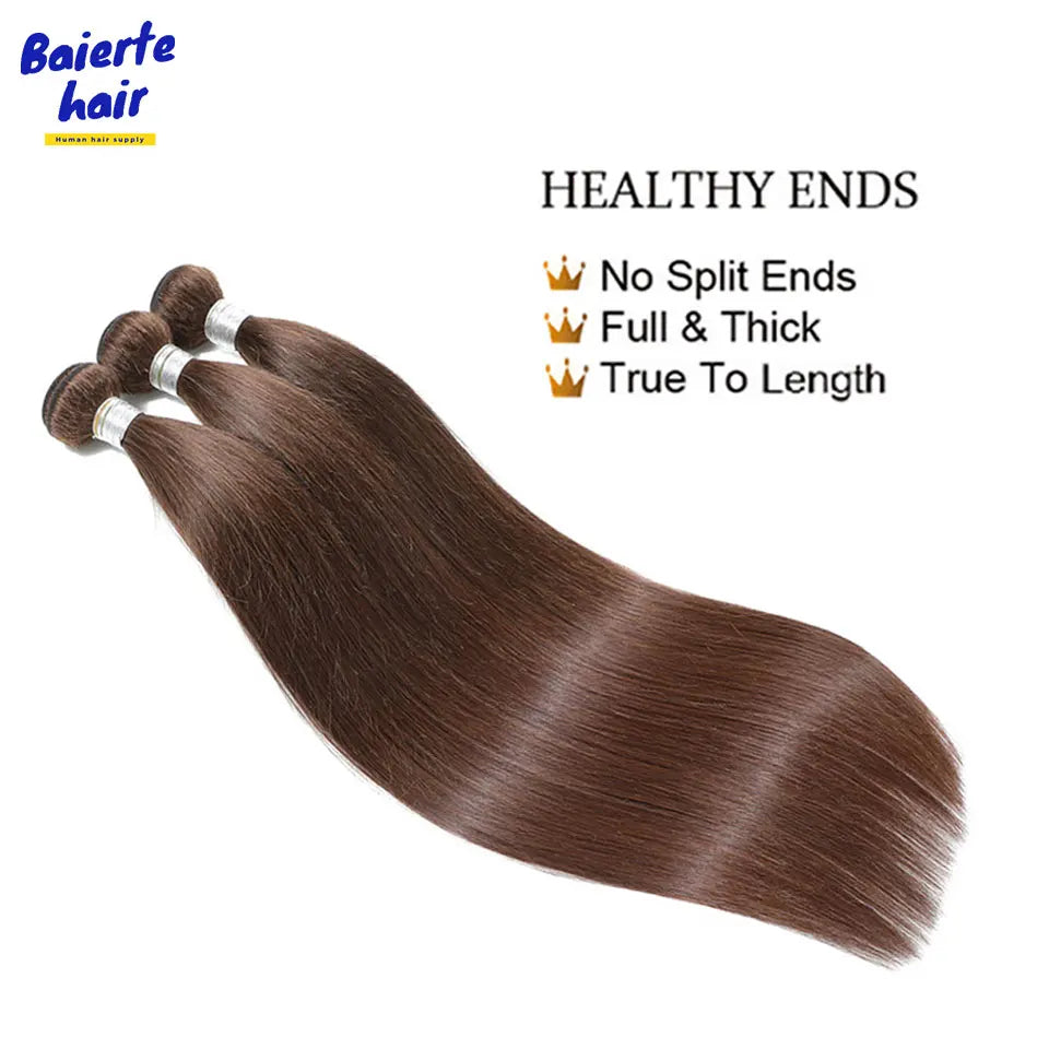 Chocolate Brown Virgin Straight Human Hair Weave Bundles 3/4Pcs Bone Straight Human Hair Extensions For Women Clearance Sale