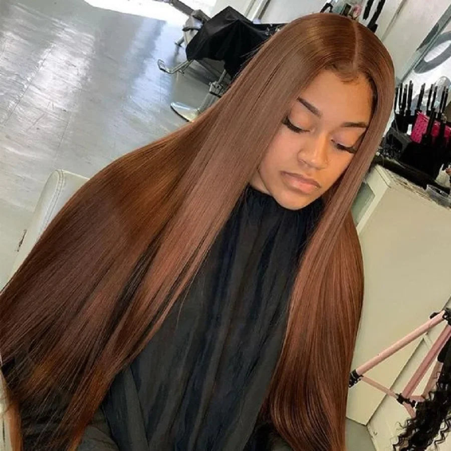 Chocolate Brown Virgin Straight Human Hair Weave Bundles 3/4Pcs Bone Straight Human Hair Extensions For Women Clearance Sale