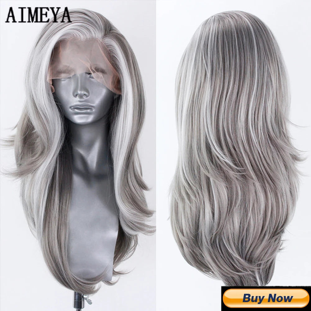 AIMEYA Loose Wave Synthetic Lace Wigs for Women Lace Front Wig Brown Hair Frontal Lace Wig Natural Looking Wig Daily Use Cosplay