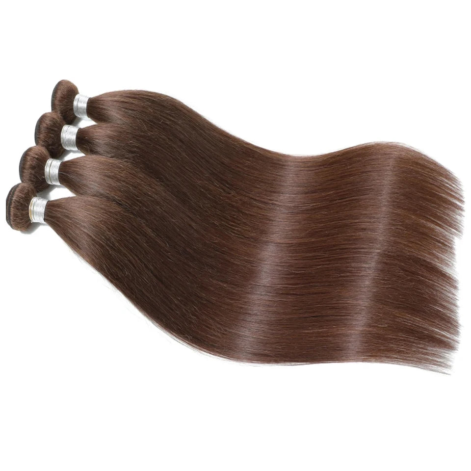 Chocolate Brown Virgin Straight Human Hair Weave Bundles 3/4Pcs Bone Straight Human Hair Extensions For Women Clearance Sale