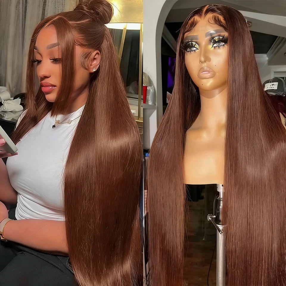 Chocolate Brown Virgin Straight Human Hair Weave Bundles 3/4Pcs Bone Straight Human Hair Extensions For Women Clearance Sale