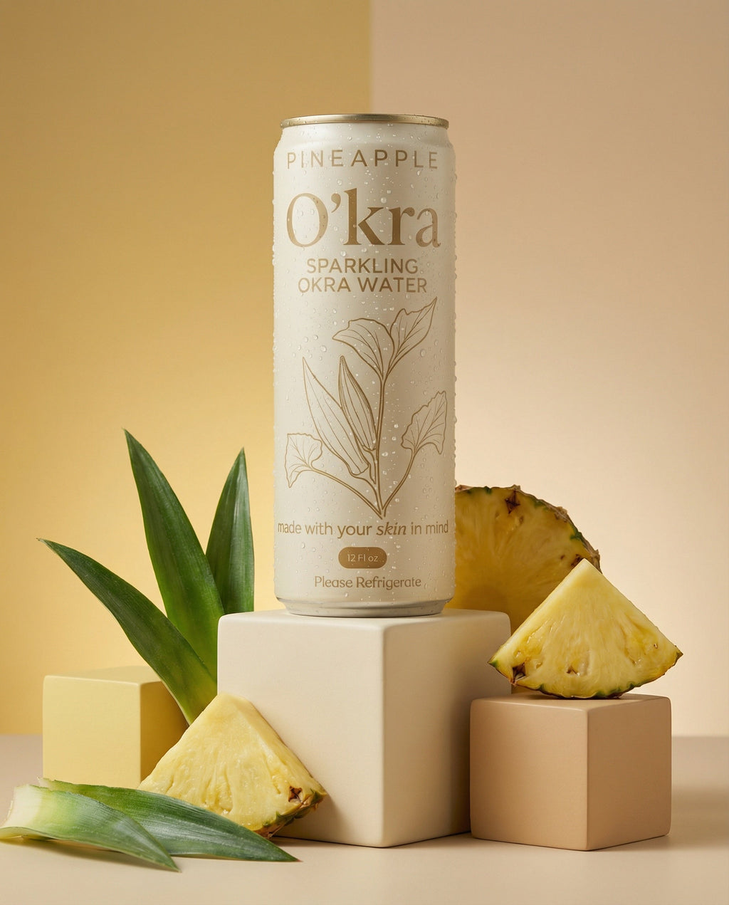 PRE- ORDER: O’kra – Sparkling Okra Water (Pineapple) | Hydration & Skin Health